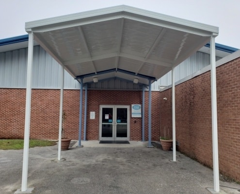 A School Entrance | Aluminum Awnings and Walkways